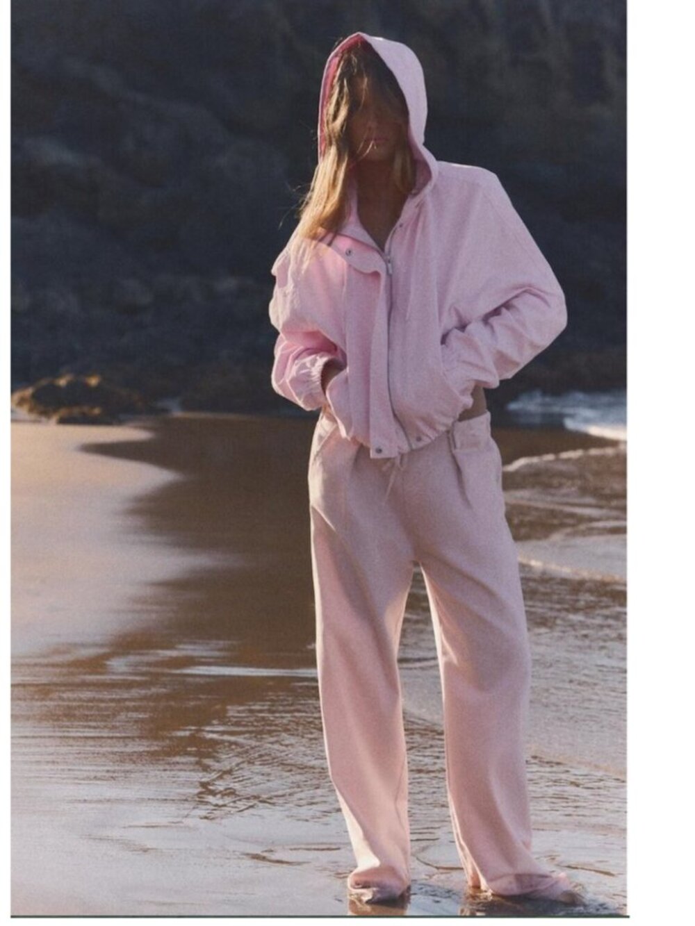 Zara Hooded Short Pink Jacket